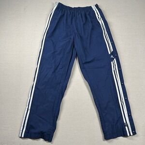Vintage Adidas Pants Mens L Tear-Away Snap Button Lined Y2K‎ Training Navy Blue